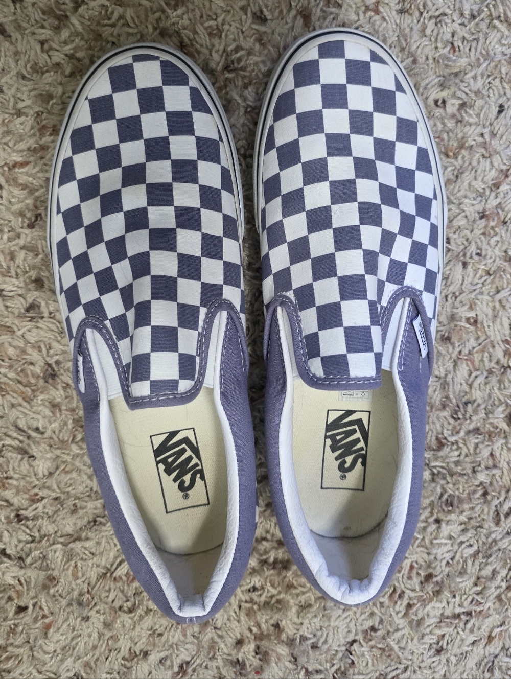 Vans Slip-On Checkerboard Sneakers - Purple/Blue and White